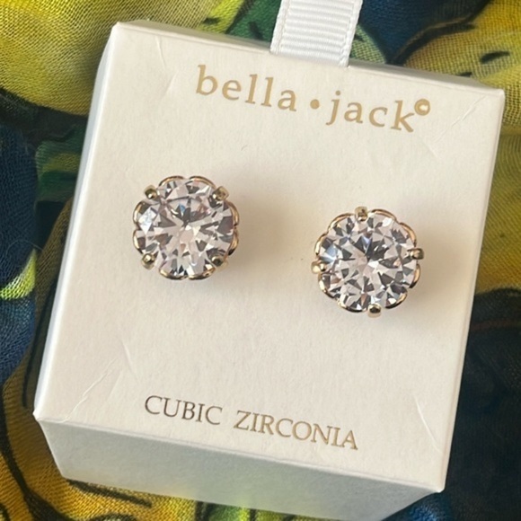 Brand New Bella Jack Cubic Zirconia Large Half Inch Studs Sparkly Post Earrings - Picture 15 of 16